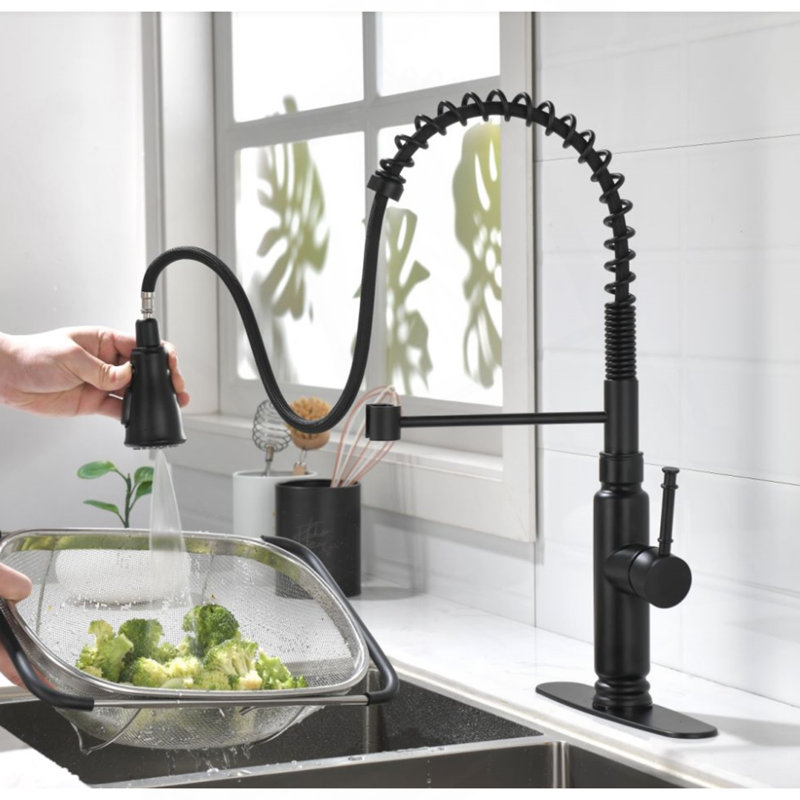Robinet de cuisine tactile avec douchette extractible, Noir mat