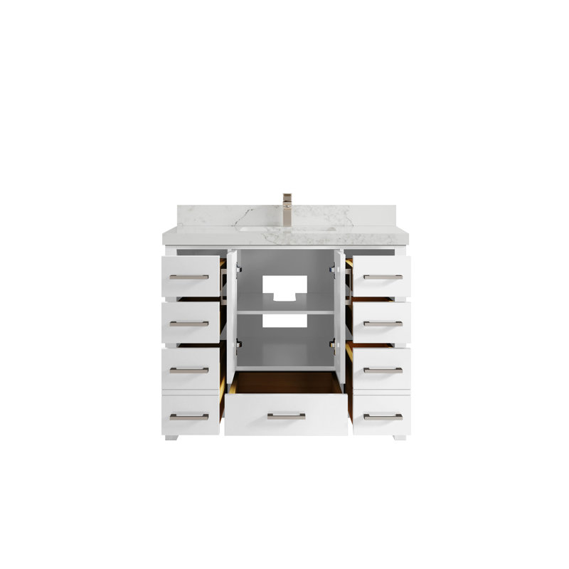 Malibu 42'' Single Bathroom Vanity with Top, Calacatta Nuvo