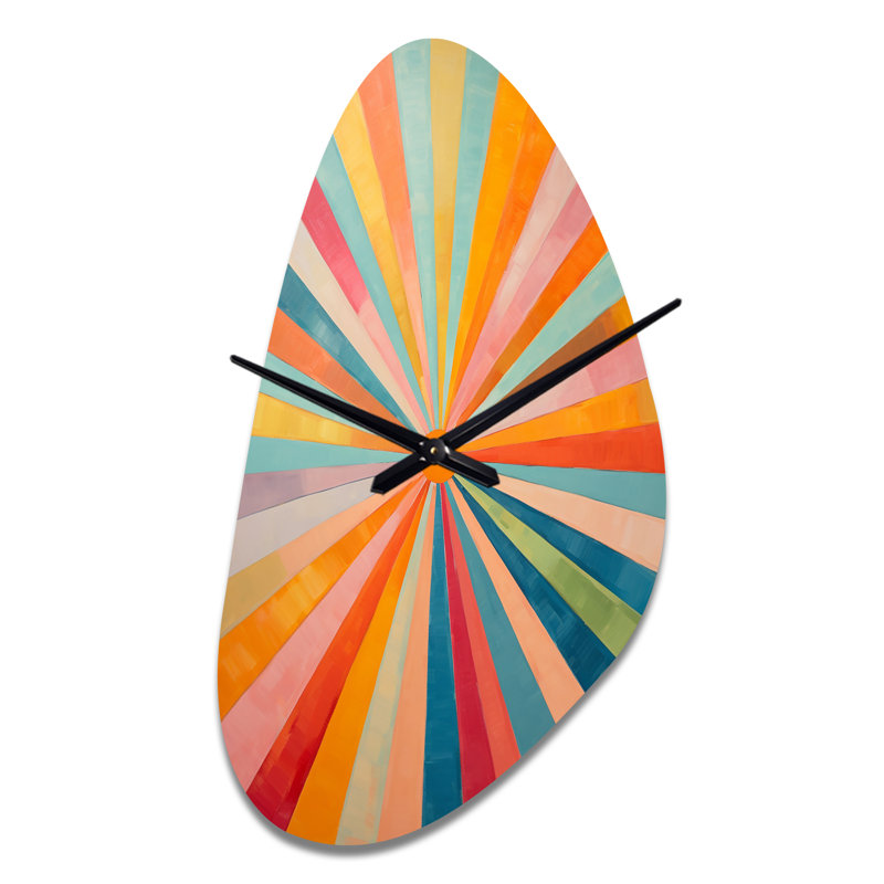 Horloge murale colorée en métal Mid Century Century, Grand