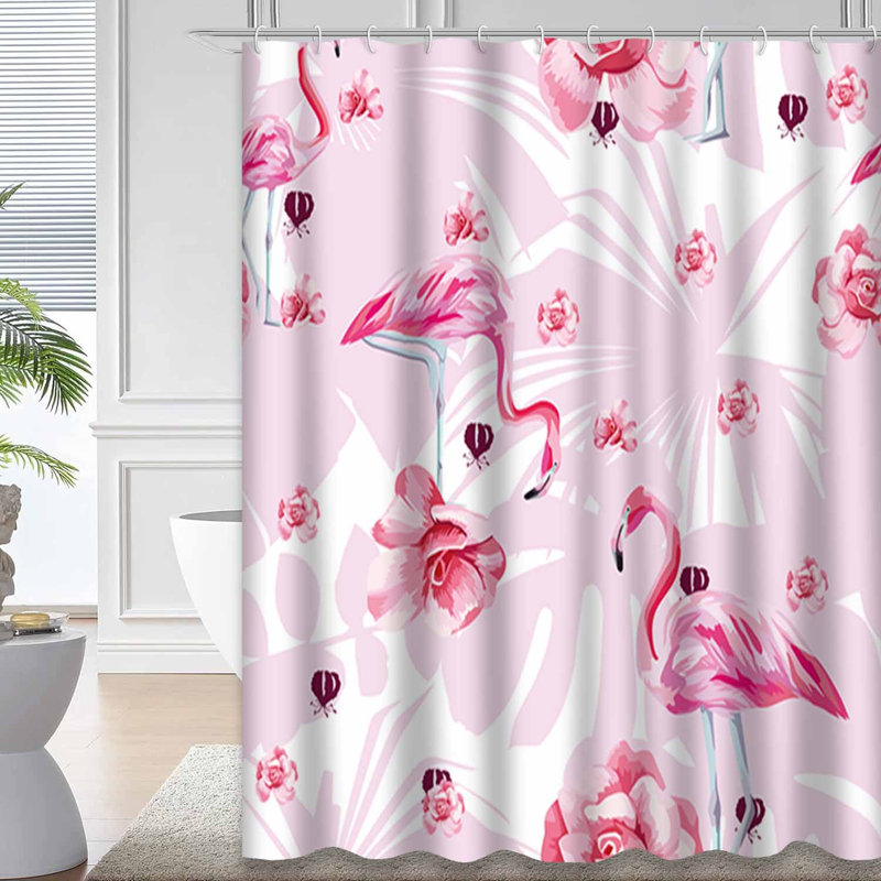 Rideau de douche imperméable à motif floral rose avec 12 crochets, L 72 po x l 84 po
