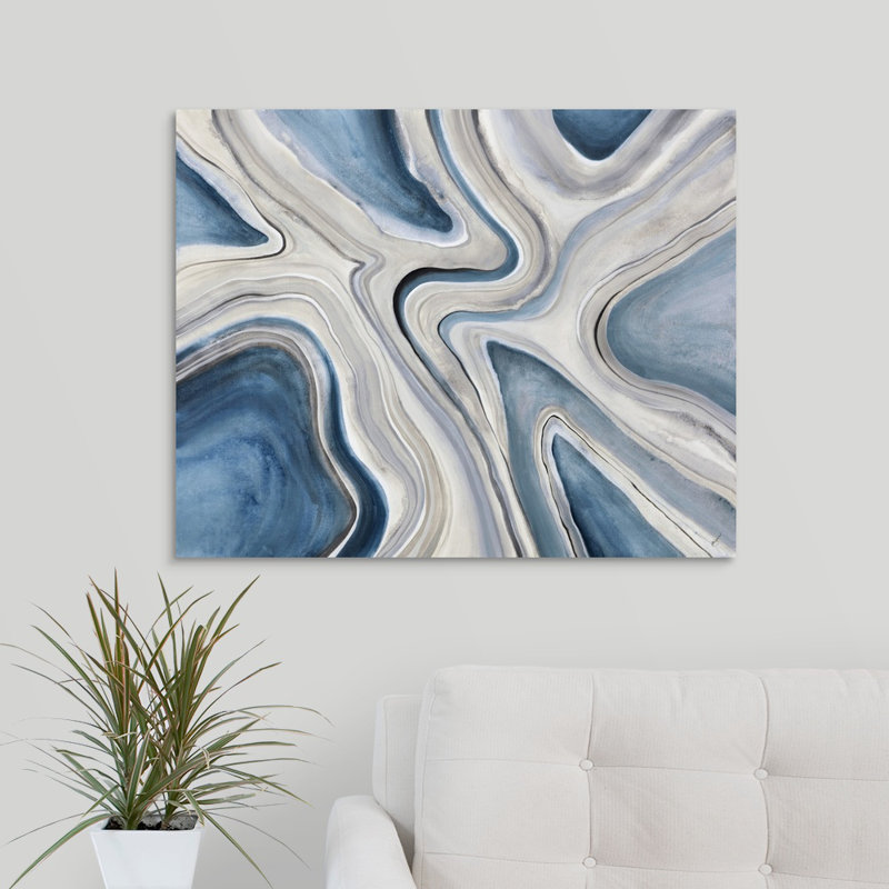 « blue geode », peinture sur toile, Toile tendue, H 24 po x l 30 po x P 1,25 po
