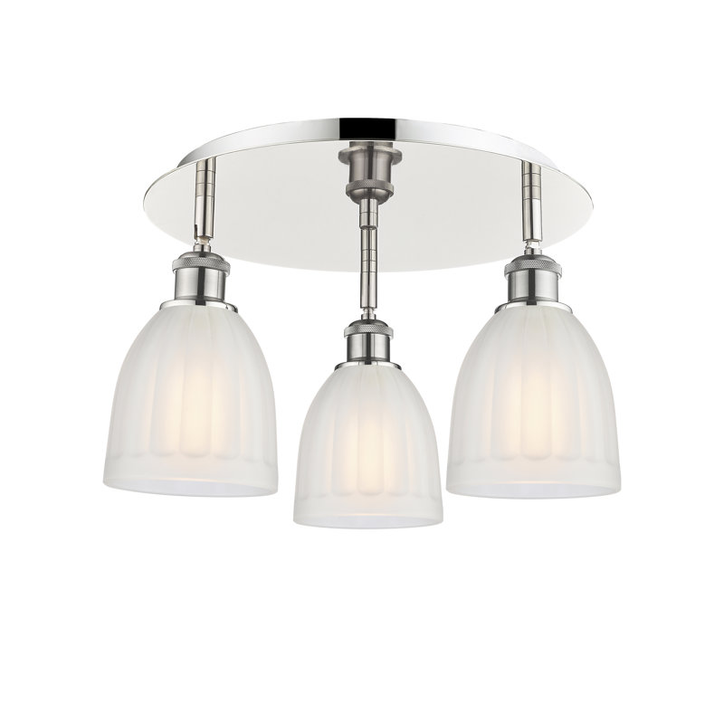 Bianey Glass Flush Mount, Polished Nickel, White