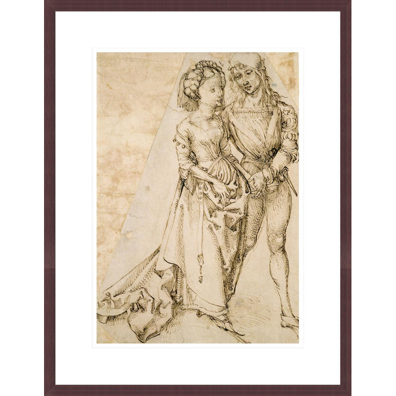 Lovers (plume et encre brune sur papier blanc) par Albrecht Dürer, H 21,75 po x l 16,87 po
