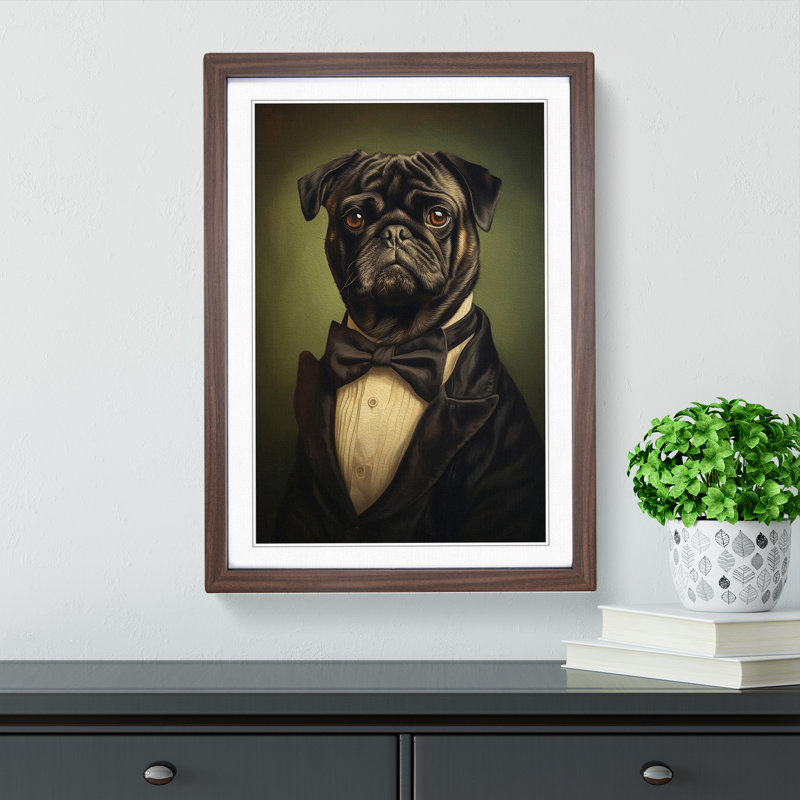 Pug Romanticism - Framed Print, Walnut, 34" H x 25" W x 2" D