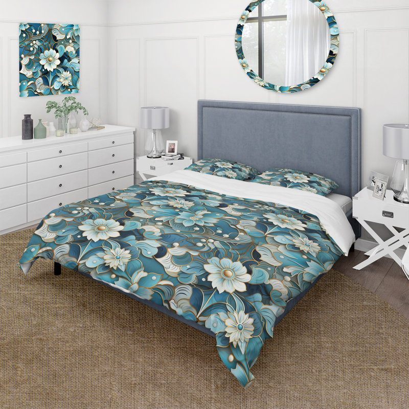 Intricate Embellishments II - Ensemble de housse de couette oriental - Microfibre de polyester