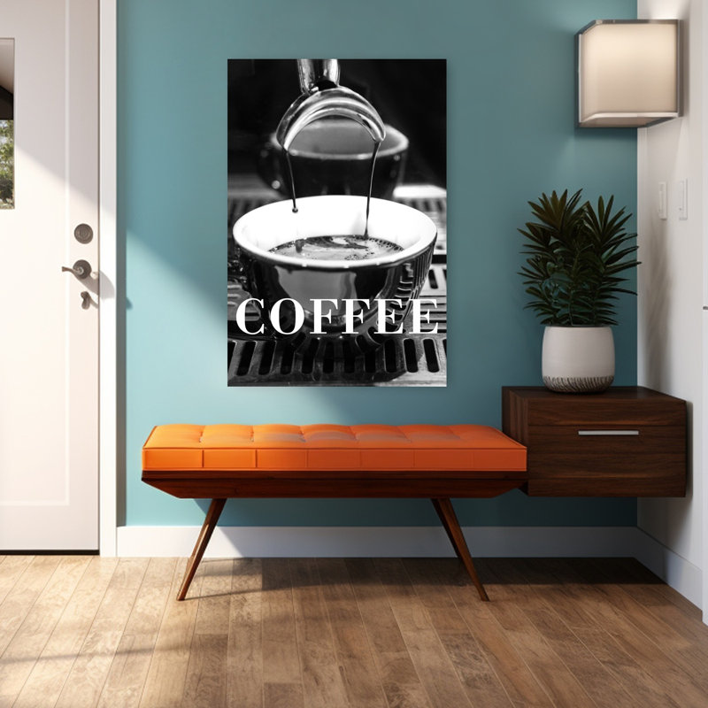 Art mural contemporain fraîchement coulé espresso, H 48 po x l 32 po