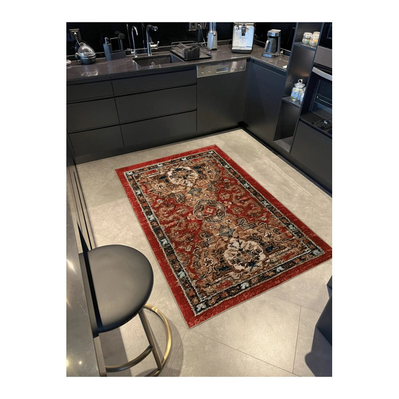 Burdy Beige Themed Traditional Motif Patterned Vintage Decorative Carpet, Runner 2'6" x 9'11"