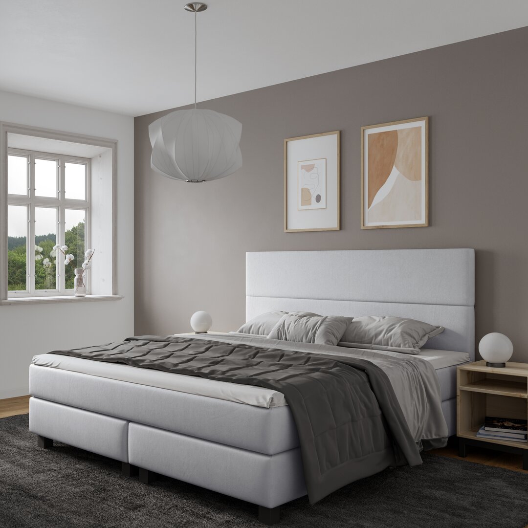 Echtes Boxspringbett Strine mit Visco Topper, mit Kunstleder bezogen