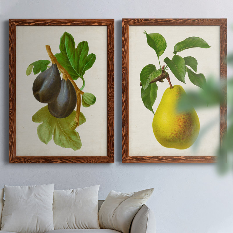 Antique Fruit VI - ensemble de 2 reproductions d'art sur toile, H 31,5 po x l 47 po x P 1,5 po, Toile avec cadre érable
