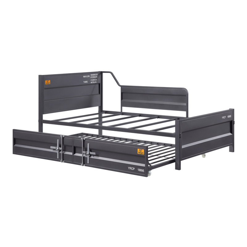 Cargo White Finish Daybed W/Trundle, Gunmetal