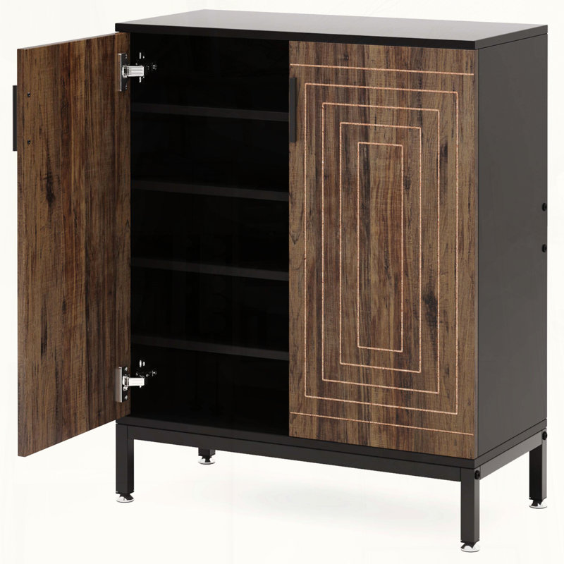 Brown & Black 5-Tier Geometric Shoe Cabinet