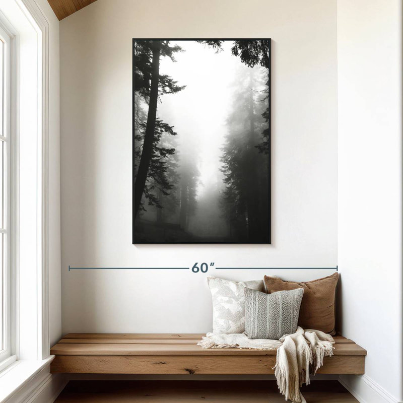 Chemin brumeux, 31 po x 46 po, Cadre flottant noir