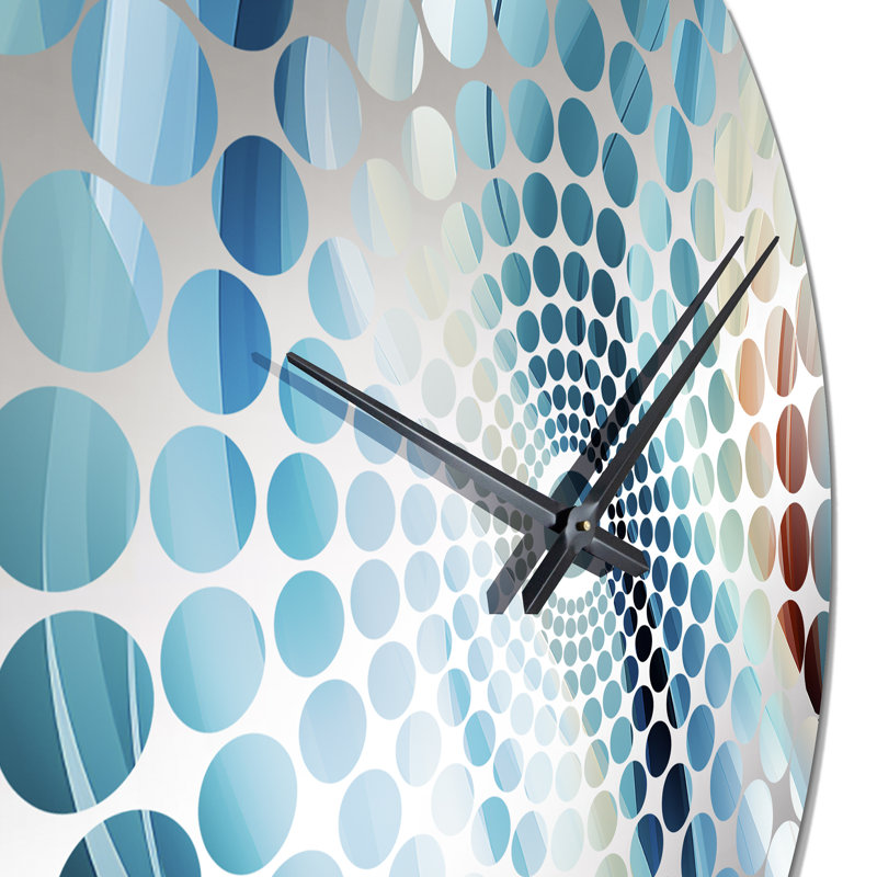 Blue Harmony Of Waves Pattern - Striped  Wall Clock, Medium