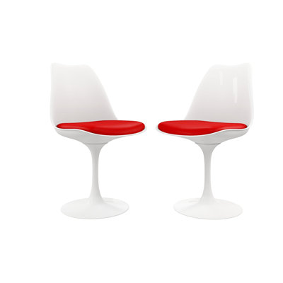 Modholic Tulip Swivel Side Chair, Red (Set Of 4)