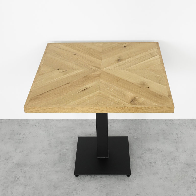 Acamas Oak Metal Base Dining Table, Natural Oil