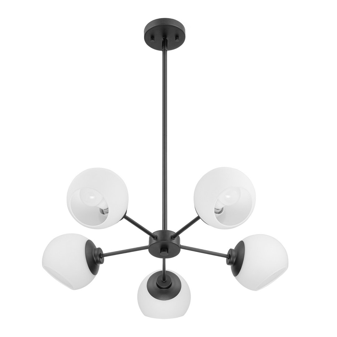 Stoll 5-Light Chandelier Matte Black with Opal Glass Prominence Home