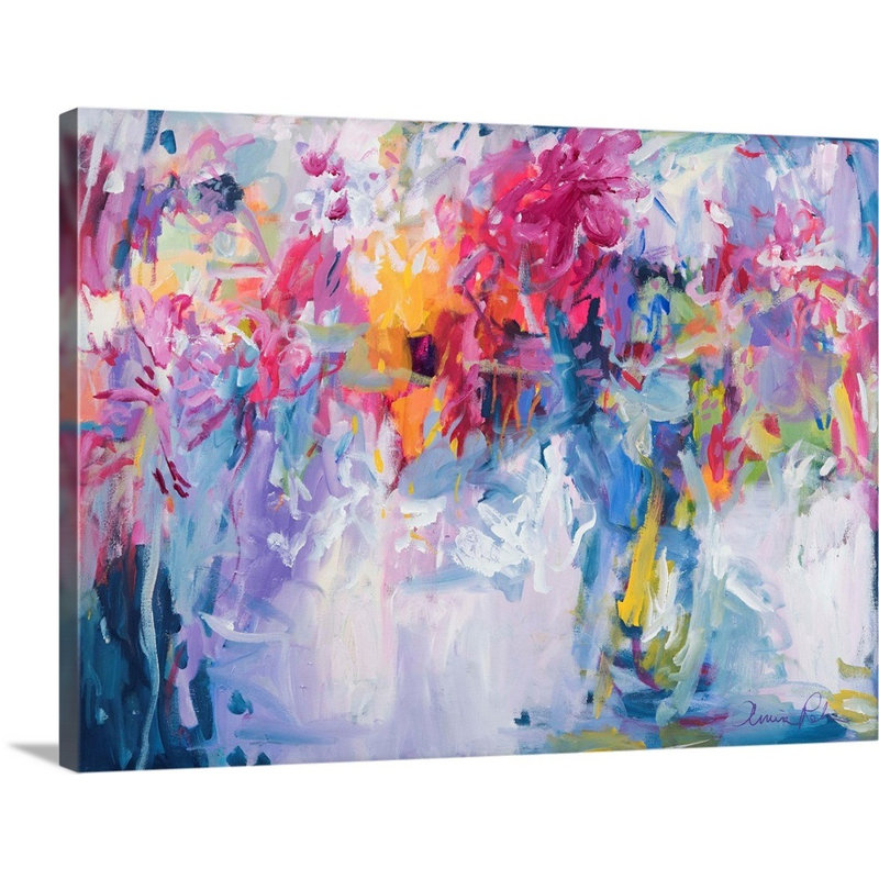 Reproduction d’art sur toile, "fleurs dans ma main" par Amira Rahim, H 36 po x l 48 po x P 1,25 po, Toile tendue