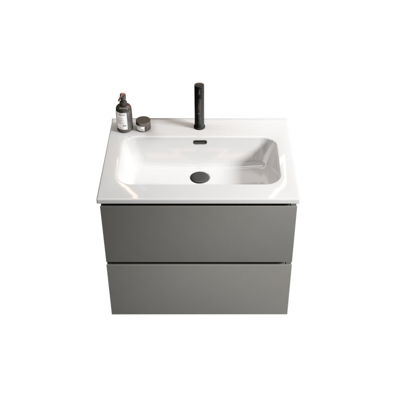 Meuble-lavabo brillant avec lavabo en céramique avec un trou de robinet, grand meuble-lavabo flottant de rangement pour salle de bain moderne, pré-assemblé