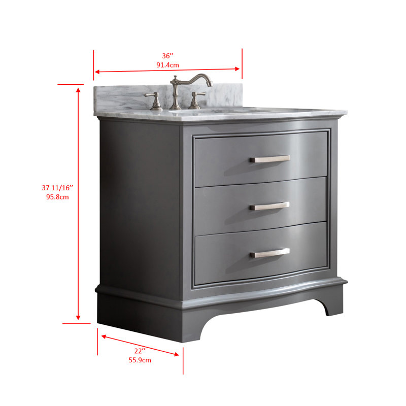 Ensemble de meuble-lavabo simple 36 po Goleta, Gris / nickel brossé