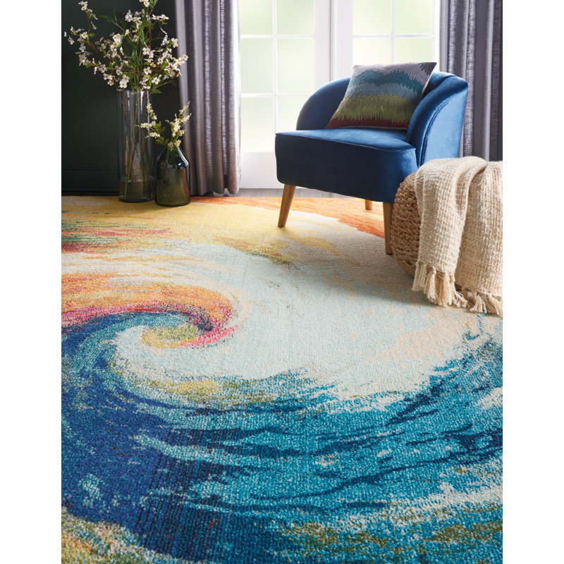 Tapis arc-en-ciel moderne Enoch, Rectangle 6 pi 7 po x 9 pi 7 po