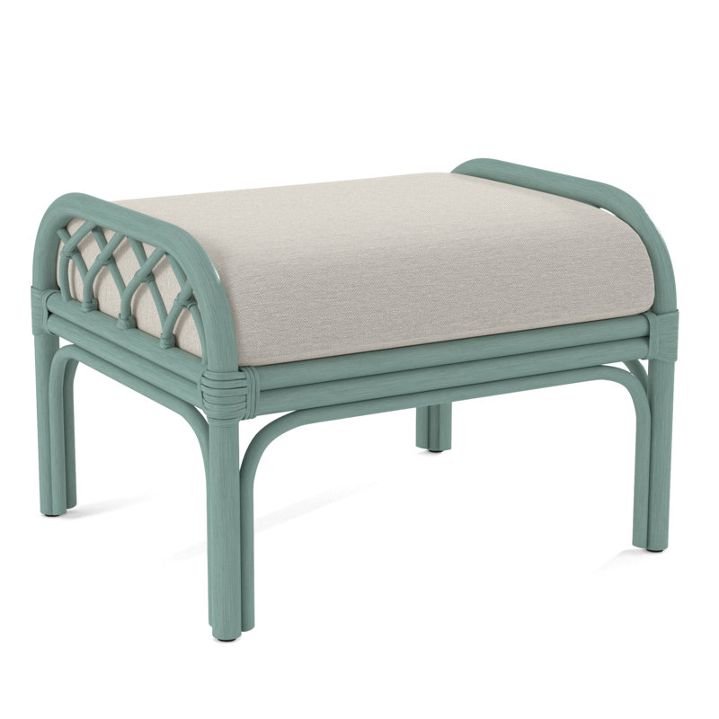 Edgewater Ottoman, Bisque, White Performance Fabric; 0851-94