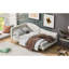 Lit de jour simple beige avec tête de lit et accoudoirs - Élégant pied de support polyvalent, pratique et confortable-1462470718