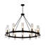Lustre en bois avec roues 43,3 pouces noir mat et bois avec 12 lumières