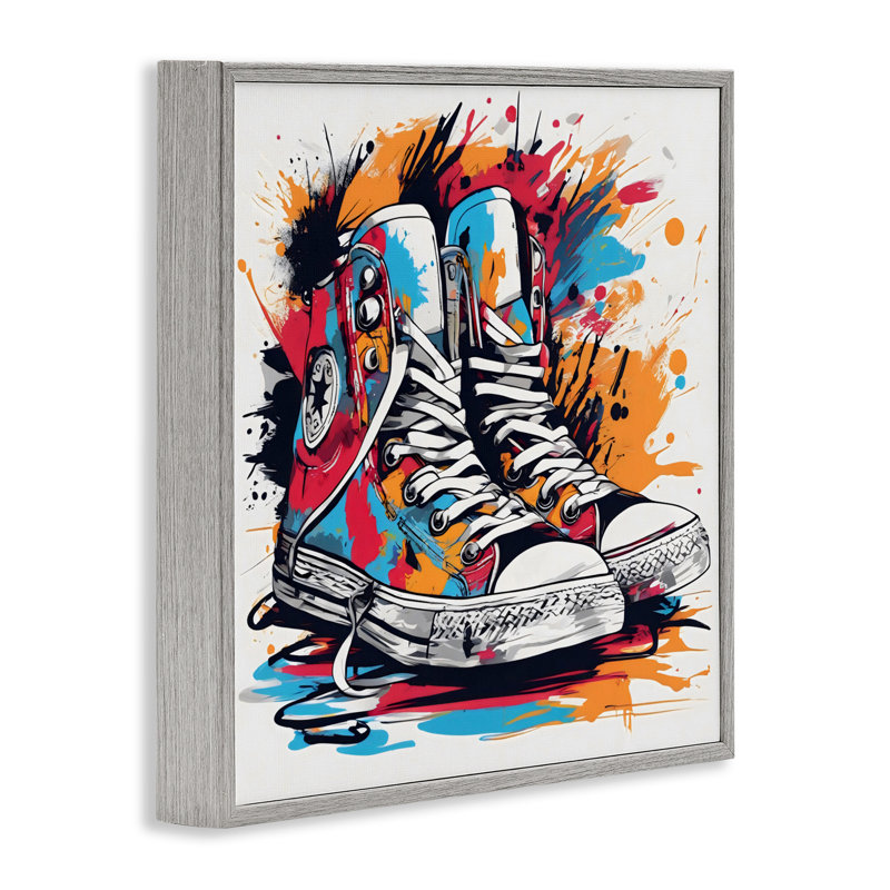 Giclée encadrée par des espadrilles colorées, design par Creative Studio, H 17 po x l 17 po, Estampe numérique Farmhouse