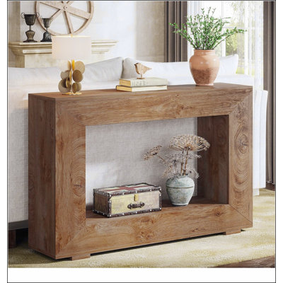 Console de style campagnard 47 pouces avec rangement - Table d'entrée rustique pour vestibule, salon ou vestibule, canapé d'appoint en bois naturel avec tablette ouverte, design industriel rétro