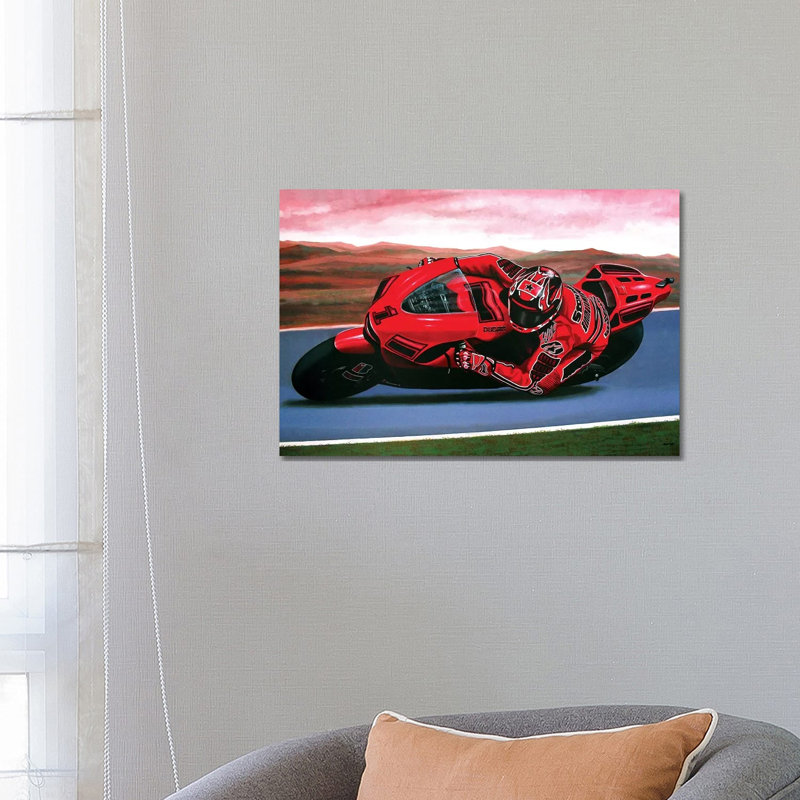 Casey Stoner On Ducati by Paul Meijering - Painting on Canvas, 66.04 cm H x 45.72 cm W x 1.91 cm D, Wrapped Canvas