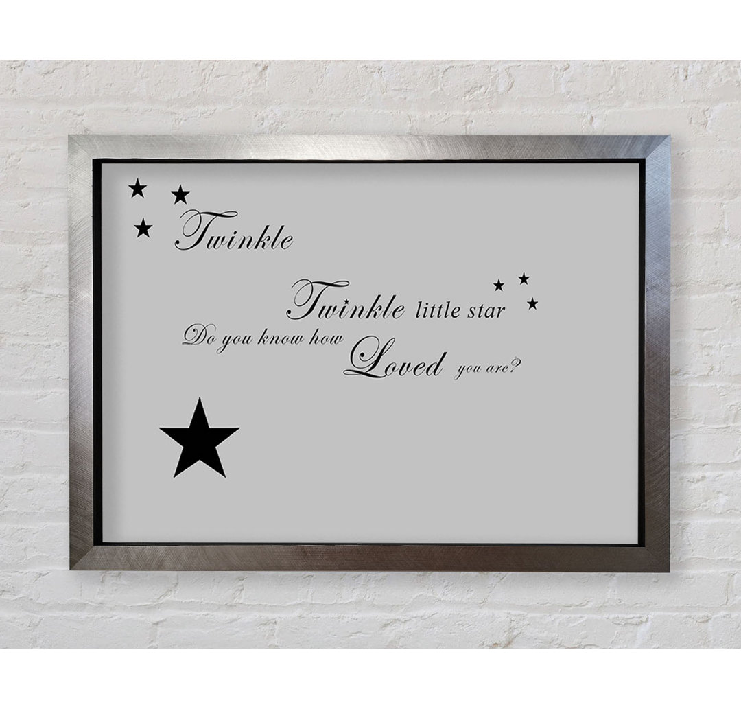 Kinderzimmer Zitat Twinkle Twinkle Little Star 1 Grau Weiß - Einzelner Bilderrahmen Typografie