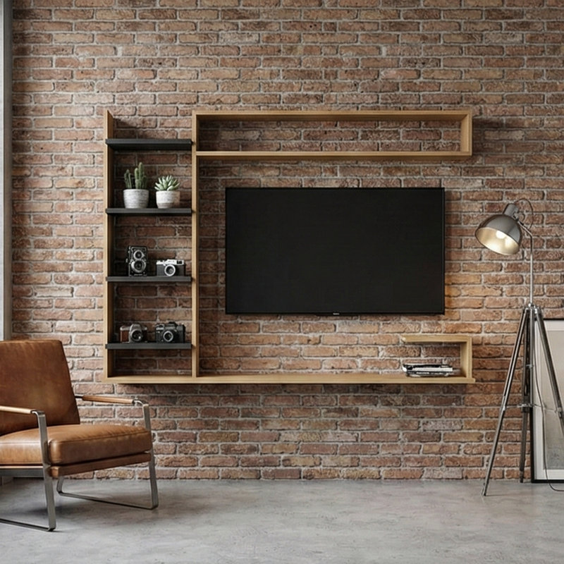 Ogennaya Minimalist Flush Mount TV Stand TVs Up To 55''
