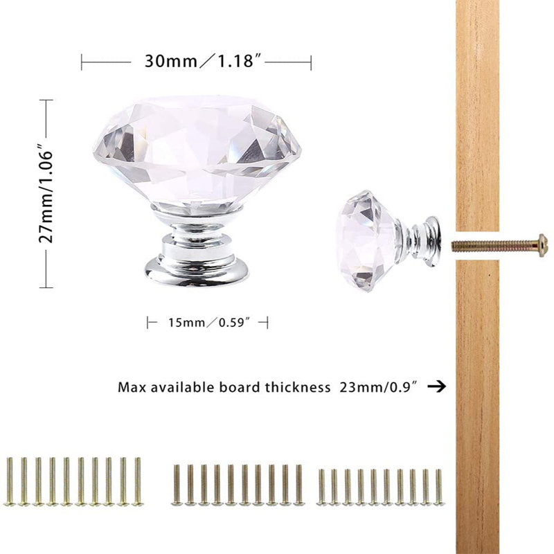 Boutons ronds de 1 3/16 po de diamètre, Transparent