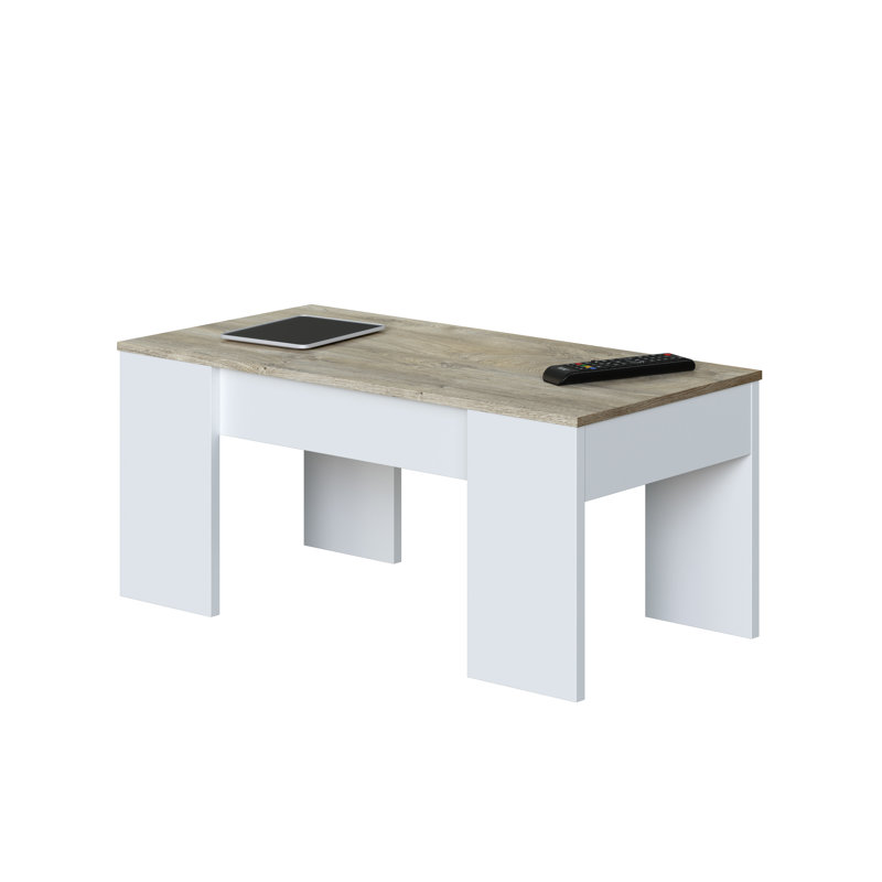 Lift Top Four Leg Coffee Table with Storage, Alaska Oak