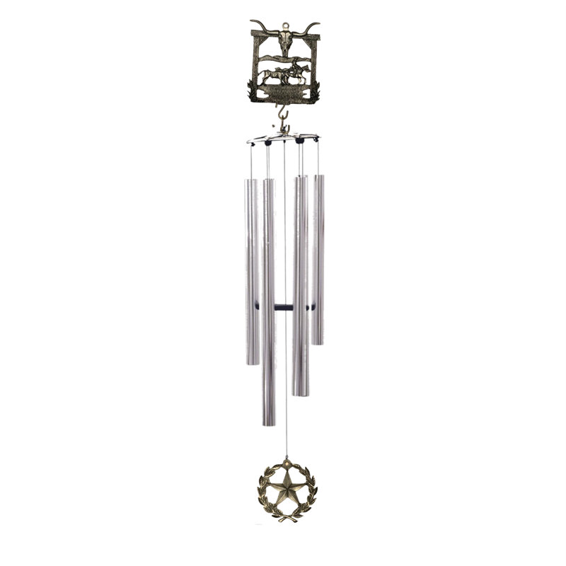 Wind Chime - 36in Longhorn/Star, Silver