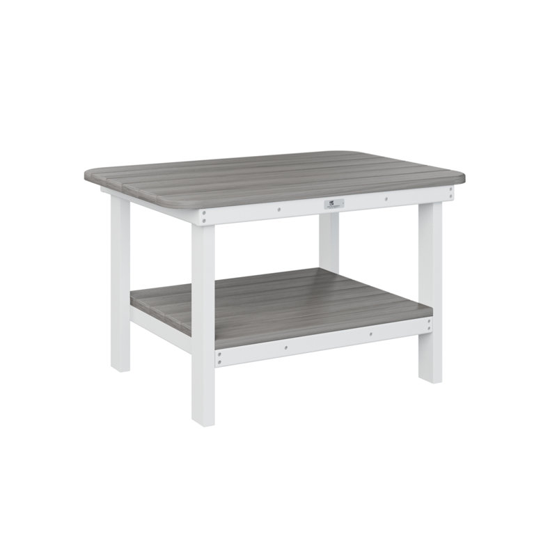  Table basse rectangulaire avec plateau en bois flotté régulier et base blanche, Bois flottant gris