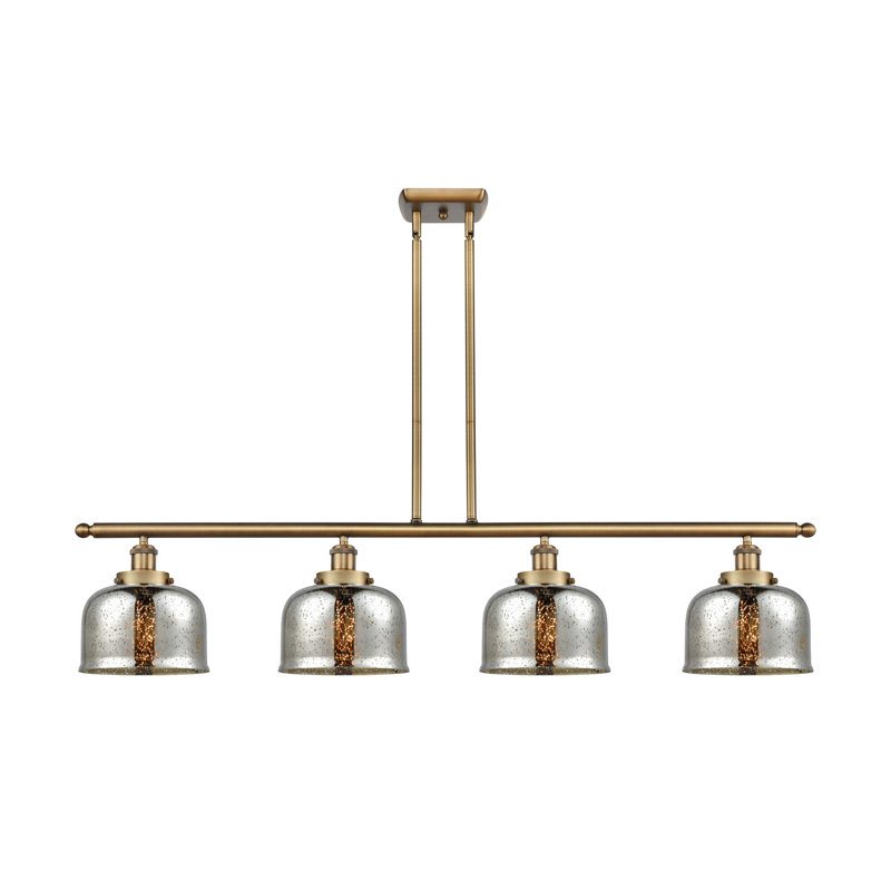 Luminaire suspendu linéaire à 4 lumières pour îlot de cuisine Haruki, Ampoule non incluse, Laiton brossé