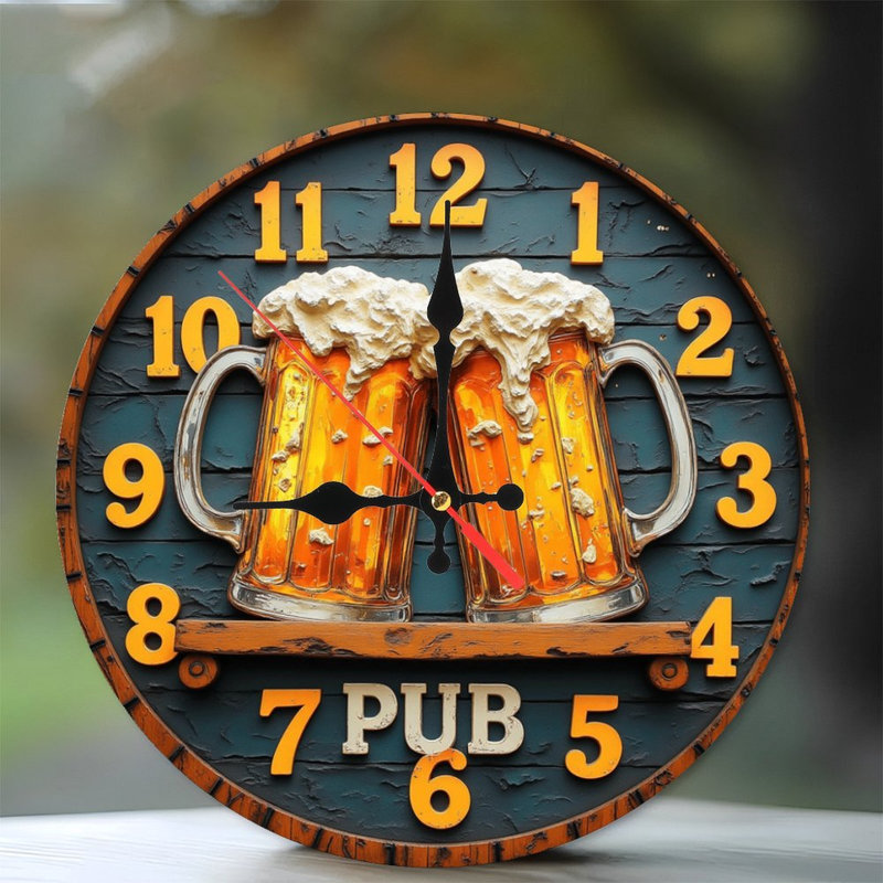 horloge de bière, décor de pub, design rustique