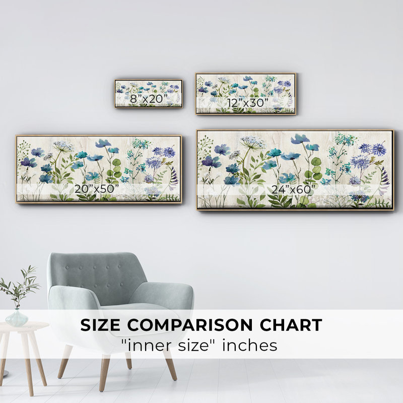 Blue Meadow- Framed Canvas, 20" H x 50" W