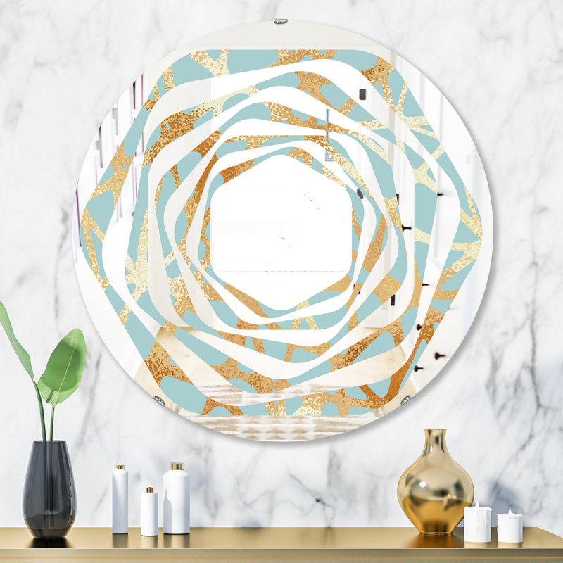 Miroir mural sans cadre whirl glamed géométriques iv, H 31,5 po x l po