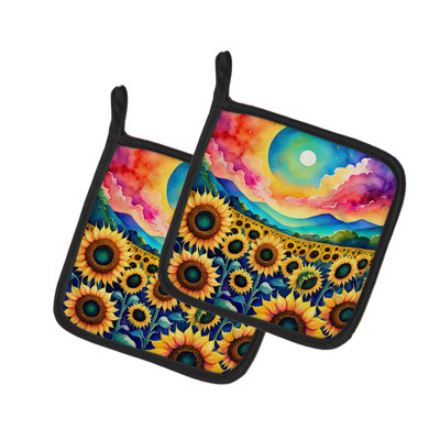 Colourful Sunflowers Pair of Pot Holders