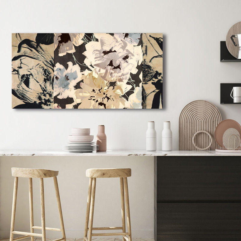Abstract Flowers: Earth Flowers II 1 Piece Wrapped Canvas Painting, 35cm H x 70cm W x 4cm D
