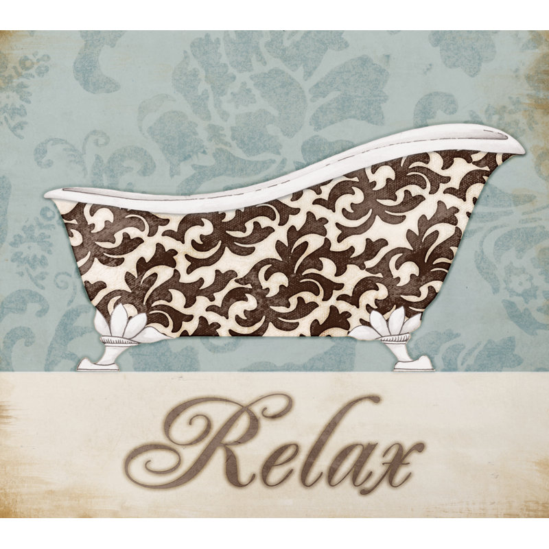 Relax Patterned Bath II - Painting Print, 20 cm H x 30 cm W, Black Floater Framed