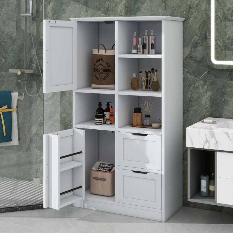 Armoire de rangement pour salle de bain avec portes et tiroirs