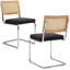 Chaise d'appoint rembourrée Crumley avec dossier en rotin et structure en acier-335430076-321937466