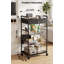 Chariot de rangement roulant robuste en métal à 4 niveaux - Tablette de rangement pliable - Support utilitaire peu encombrant avec roues verrouillables - Idéal pour la cuisine, le garde-manger, le garage et la salle de bain - Grande capacité - Noir