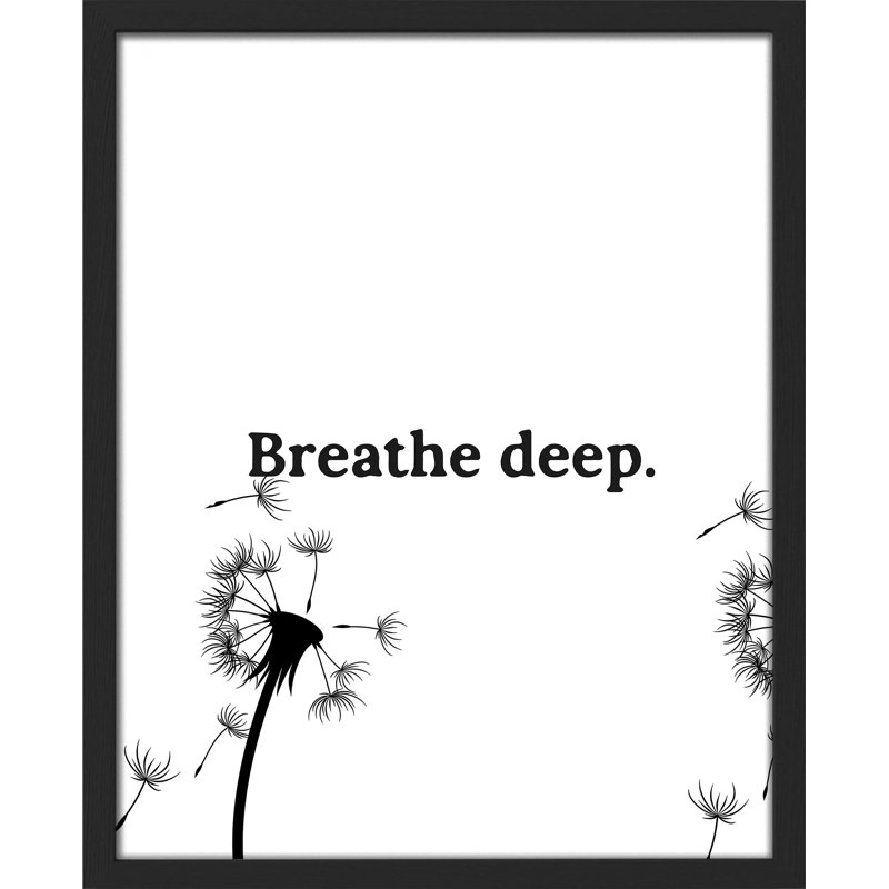 «Breathe Deep Dandelion Text» sur papier, Noir, H 16 po x l 12 po