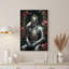 Art mural sur toile bleu et doré avec colombe blanche et roses roses-132737372
