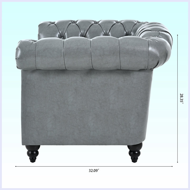 Fauteuil demi-tonneau Hedger, Similicuir gris