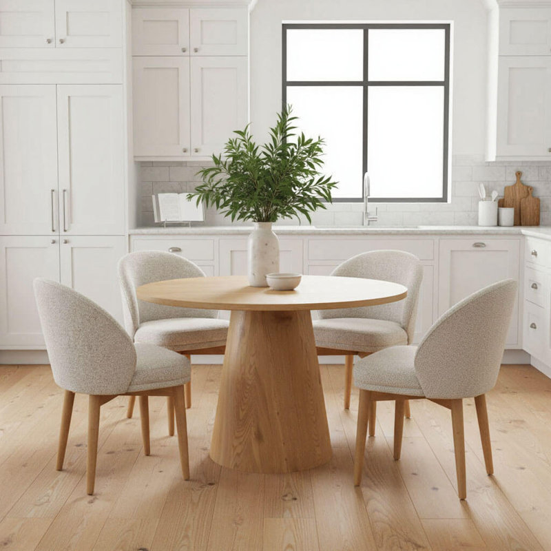 Upholstered Dining Chairs with Solid Wood Legs (Set of 4)